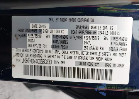 2016 Mazda Cx-5 Grand Touring from USA, damaged, VIN JM3KE4DY4G0680830